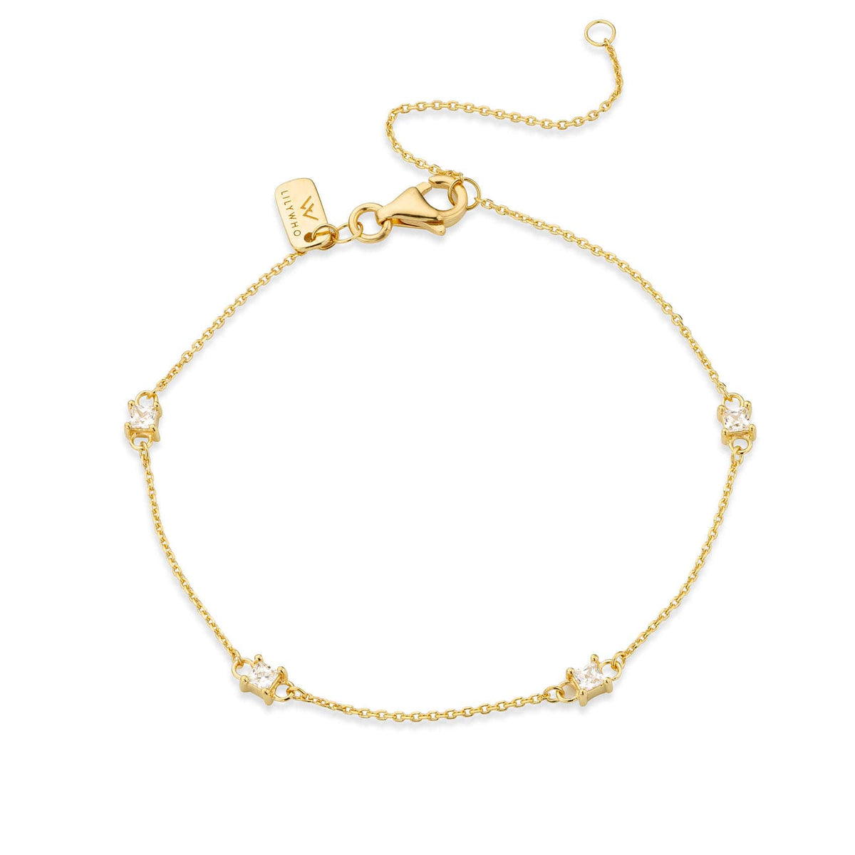 9ct Gold Square CZ Bracelet