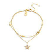 9ct Gold.Double chain star bracelet