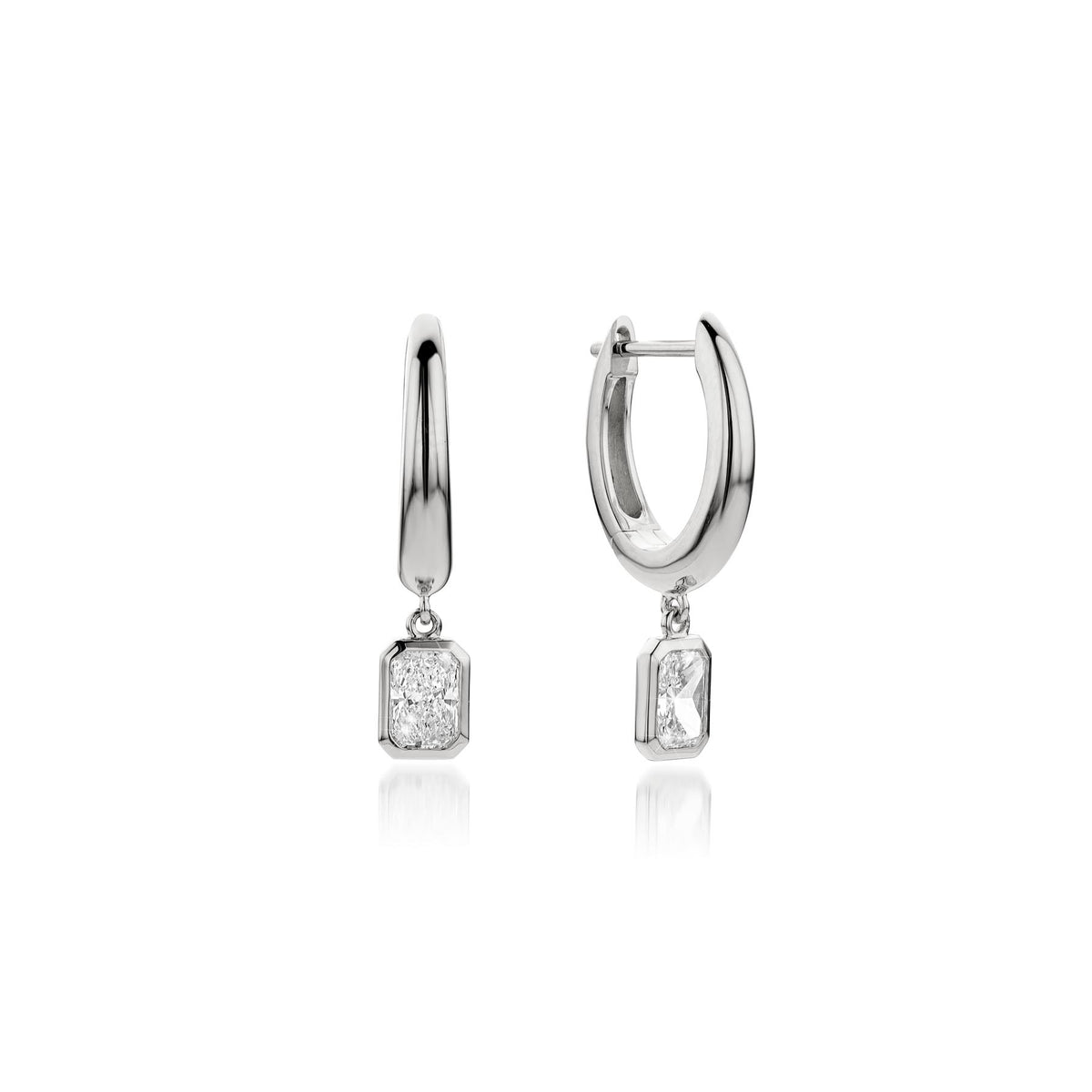 0.88ct Radiant Lab Diamond Hoop Earrings in Platinum