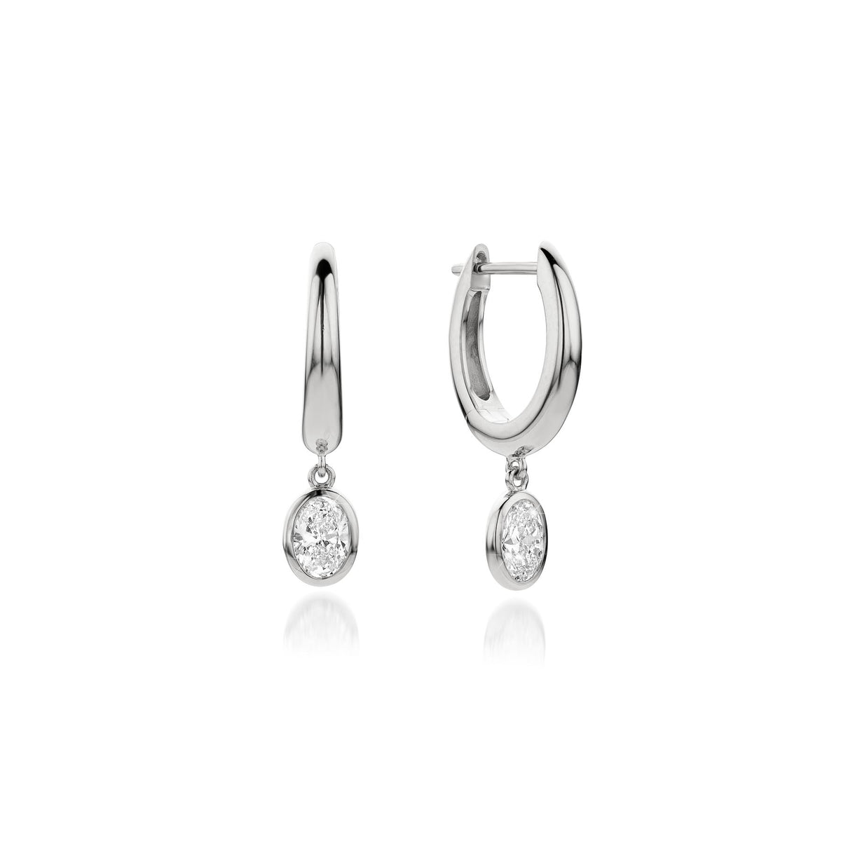 0.84ct Platinum Oval Lab Diamond Bezel Stud Earrings