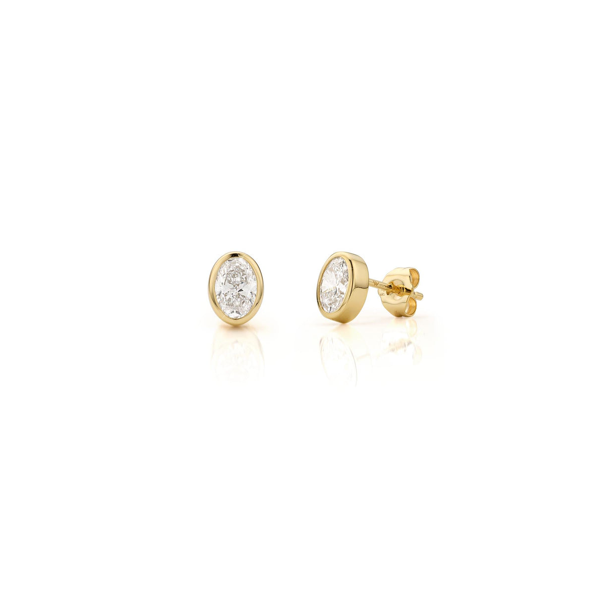 0.84ct 9ct Gold Oval Lab Diamond Bezel Stud Earrings