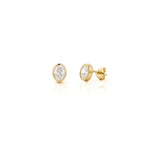 0.84ct 9ct Gold Oval Lab Diamond Bezel Stud Earrings