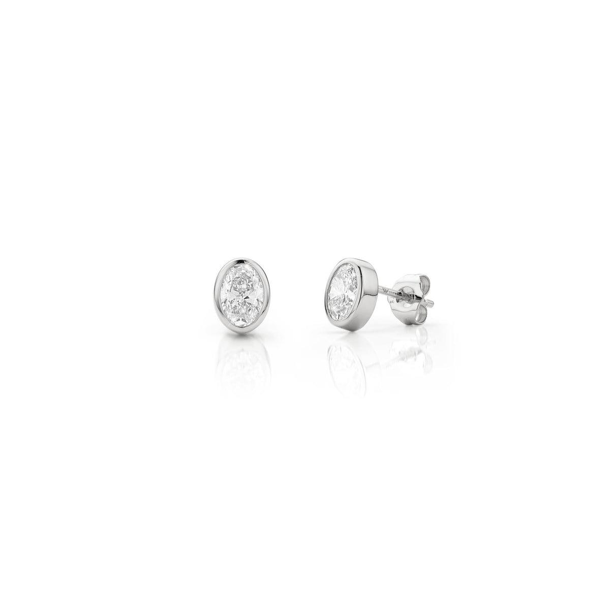 0.84ct Platinum Oval Lab Diamond Bezel Stud Earrings