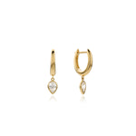 0.80ct Pear Diamond Drop Hoop Earrings in 9ct Gold