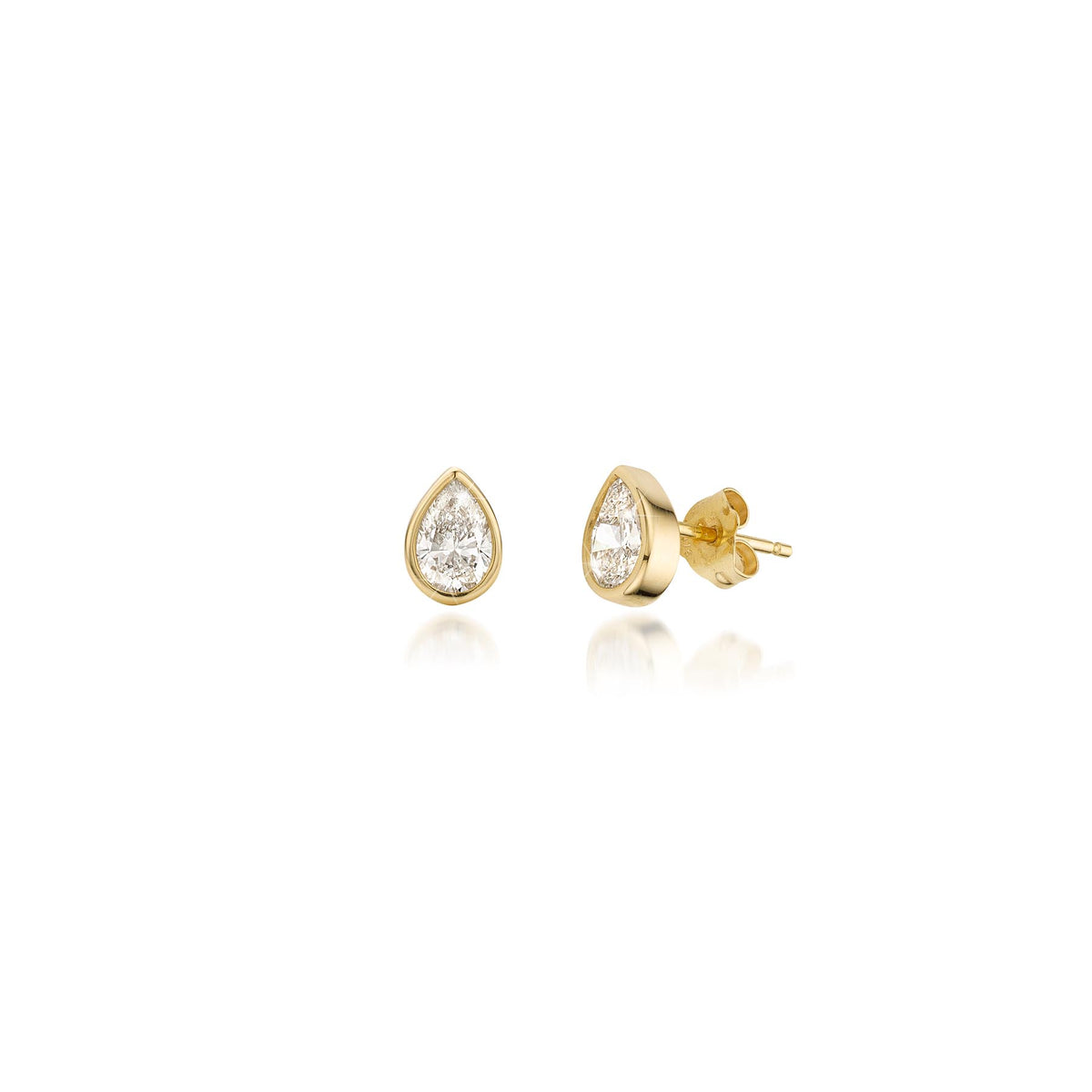 0.80ct Pear Bezel Diamond Stud Earrings in 9ct Gold