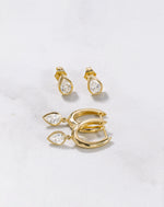 0.80ct Pear Diamond Drop Hoop Earrings in 9ct Gold
