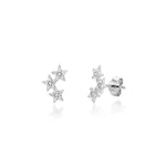 Silver CZ Star Ear Climber Earrings