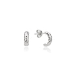 Silver Croissant Hoops Earrings