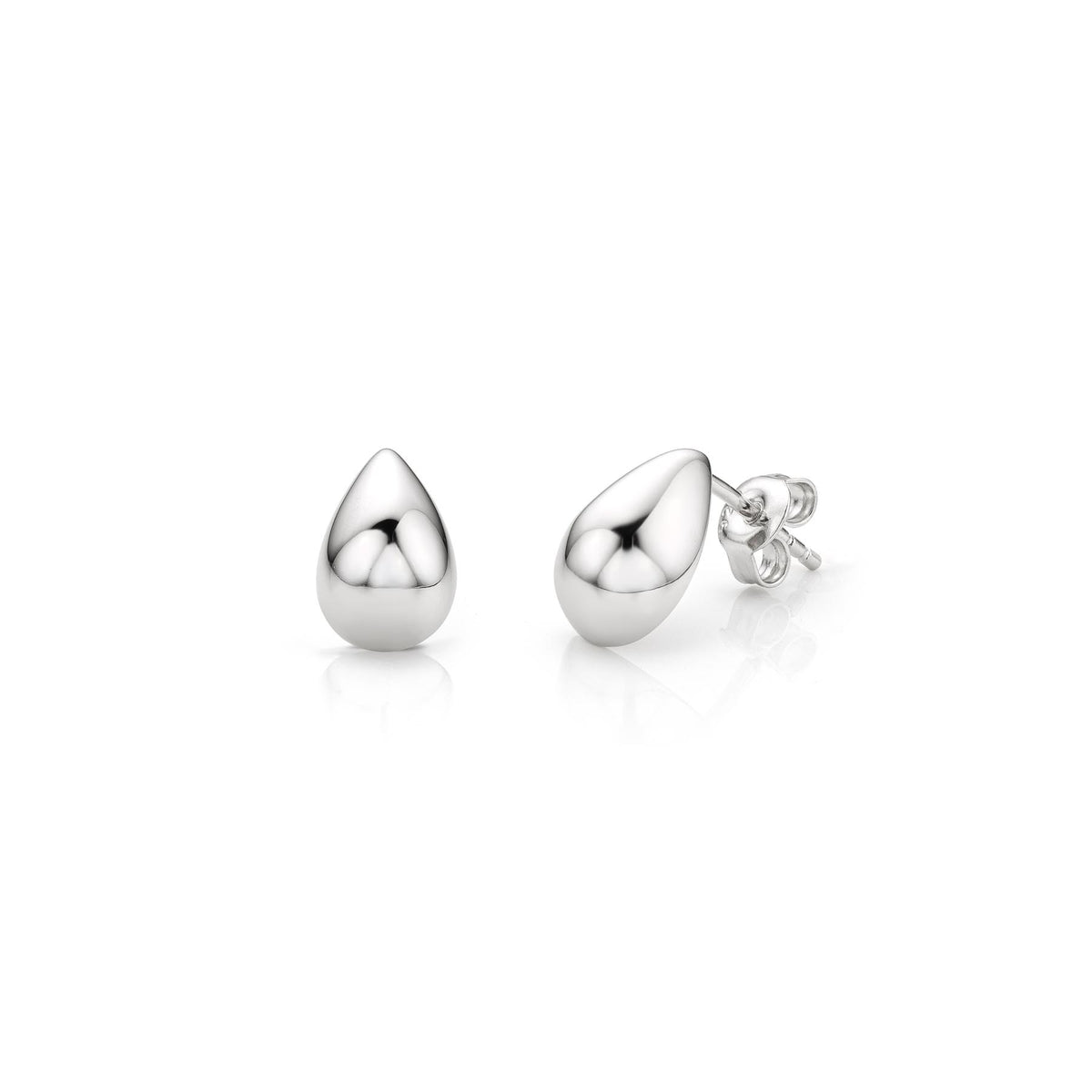 Silver Teardrop Pear Stud Earrings