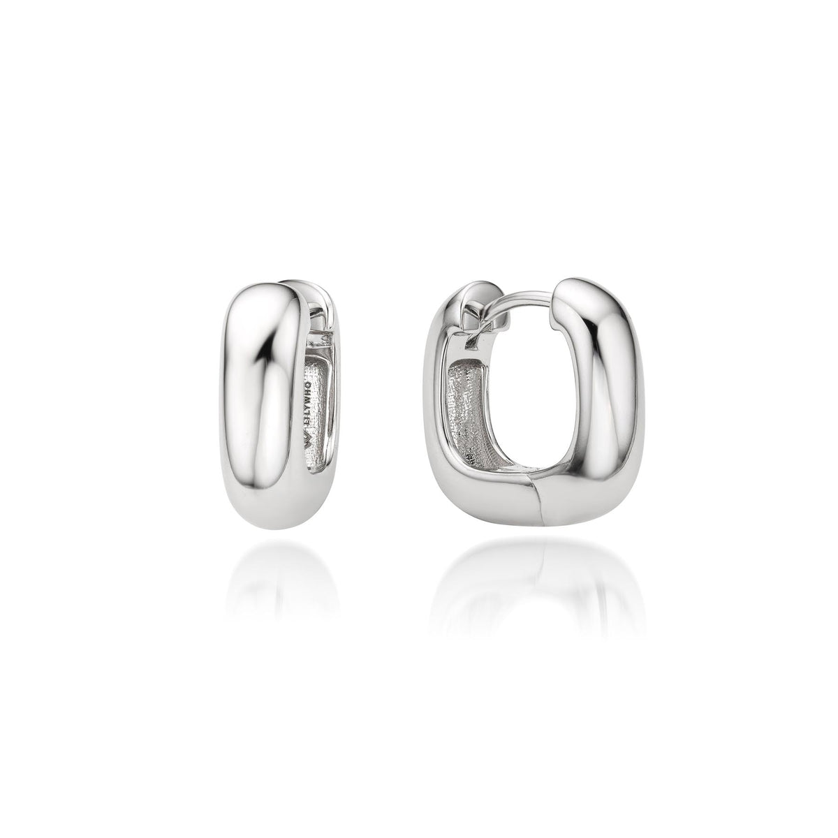 Silver Chunky Square Hoop Earrings