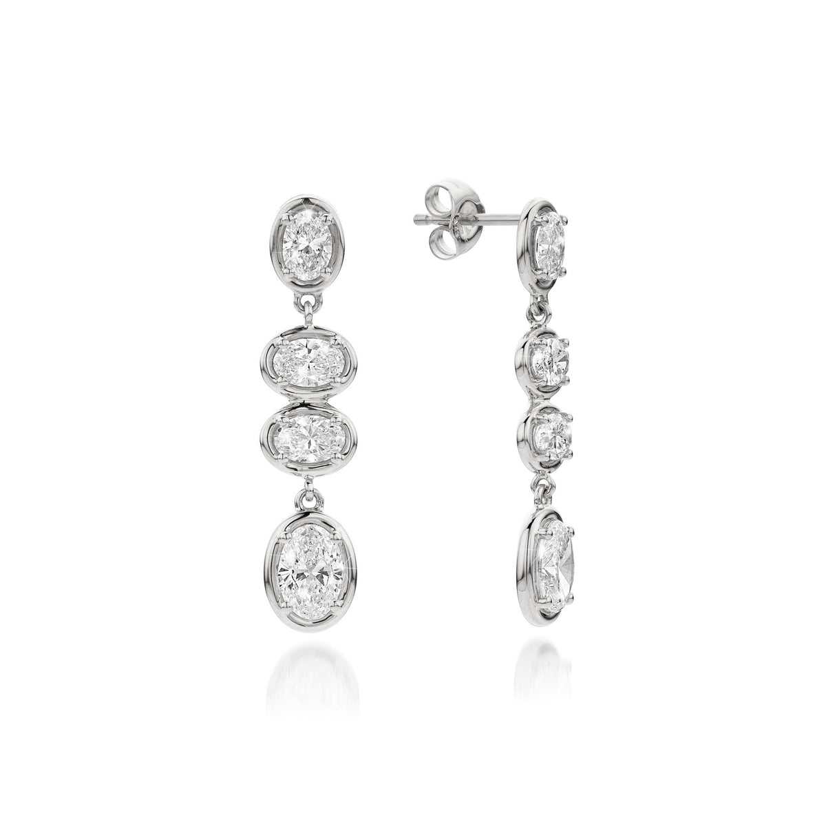1.78ct Oval Lab Diamond Drop Earrings in Platinum