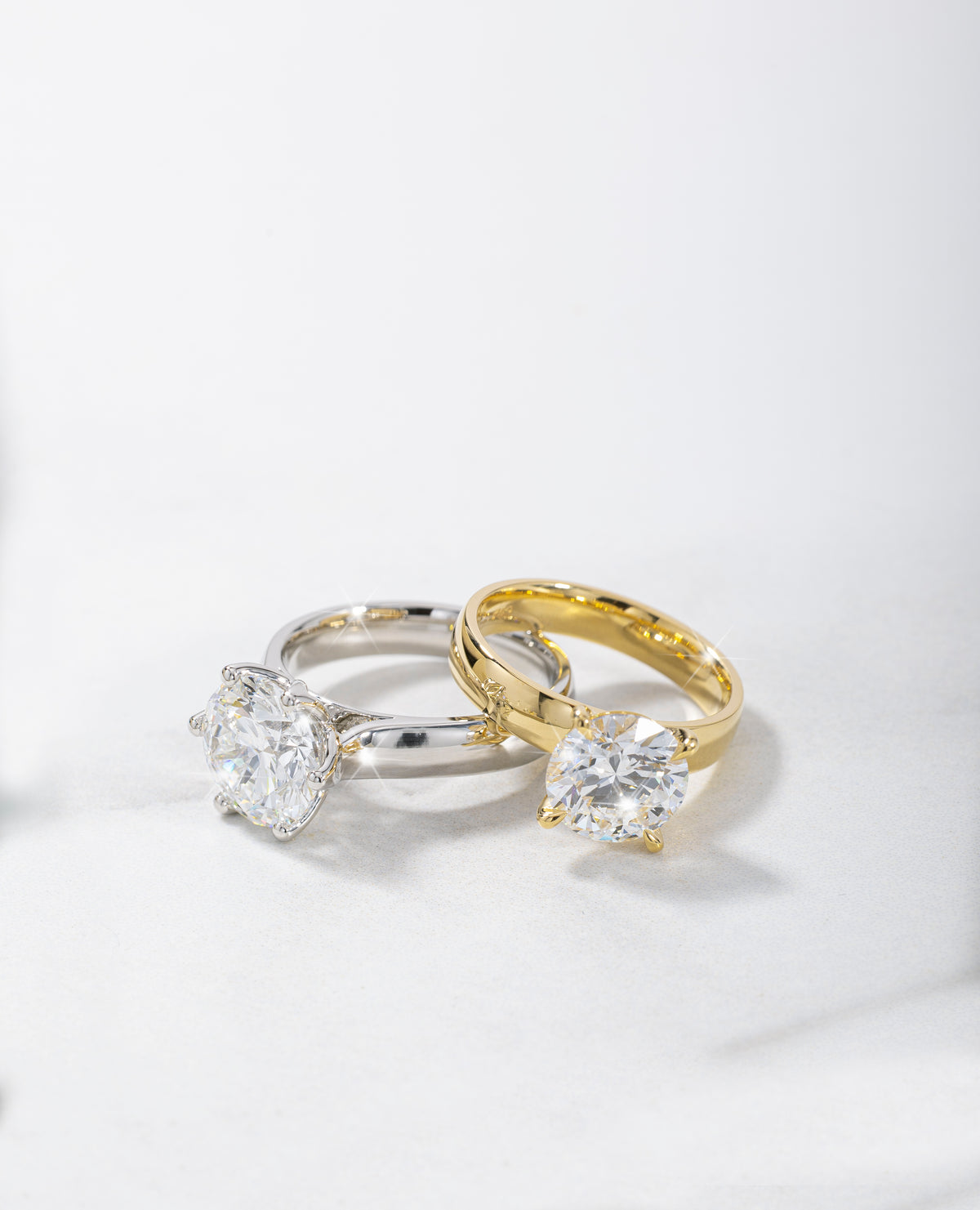 3ct Round Lab Diamond Solitaire with wide flat band in 18ct Gold
