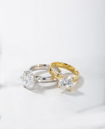 3ct Round Lab Diamond Solitaire with wide flat band in 18ct Gold