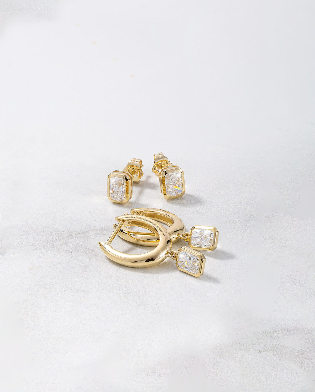 0.88ct Radiant Lab Diamond Hoop Earrings in 9ct Gold