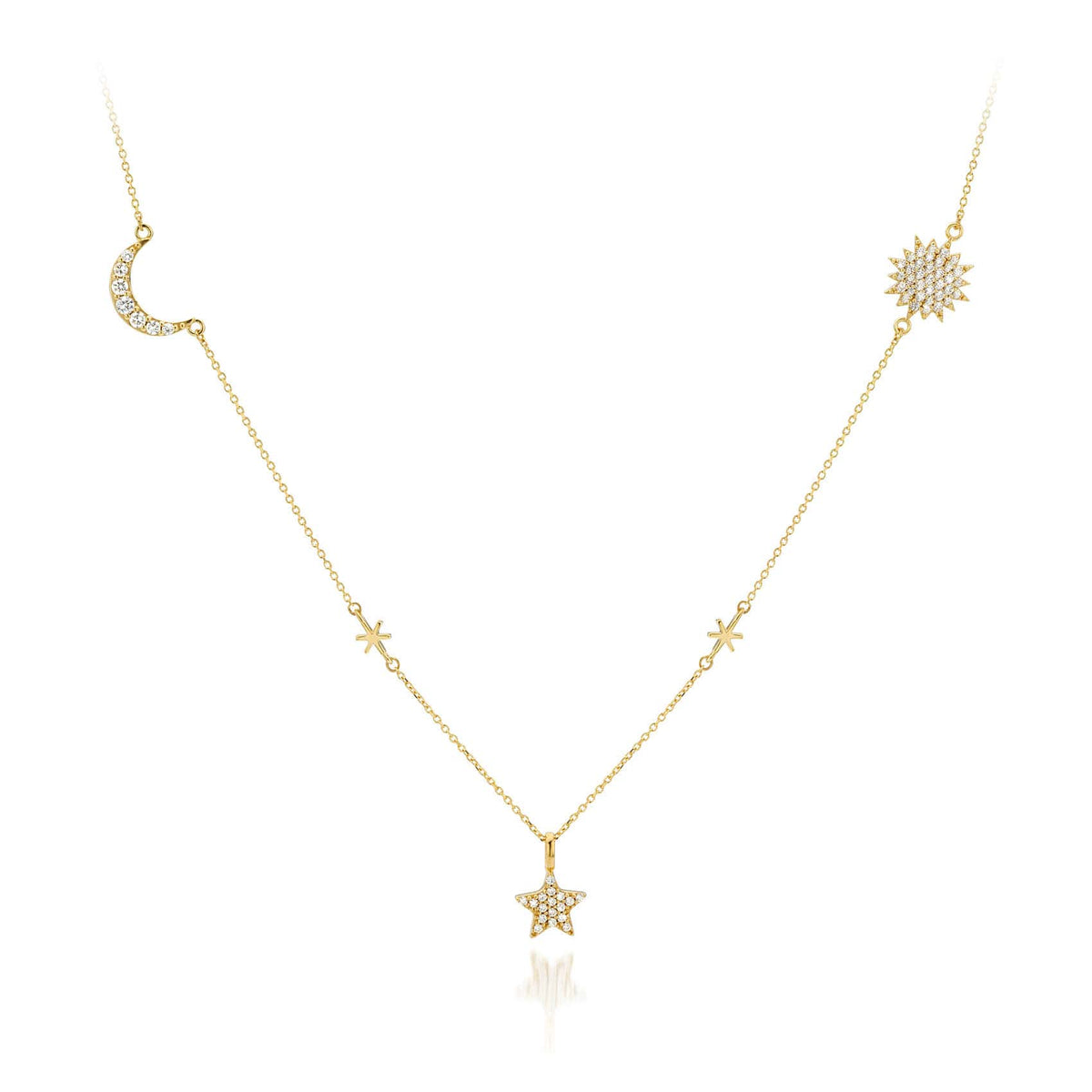 9ct GoldSun Moon & Stars Necklace