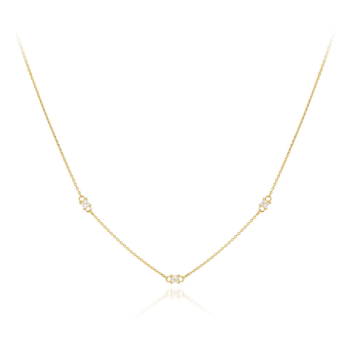 9ct Gold Square CZ Necklace