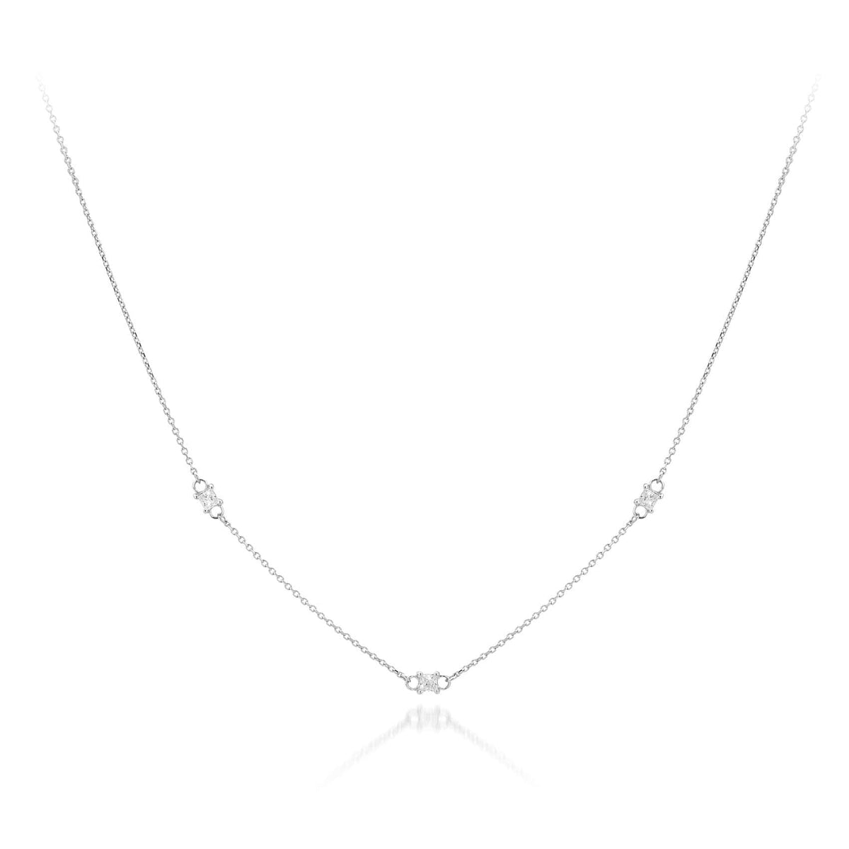 Silver Square CZ Necklace