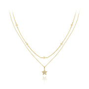 9ct Gold double chain star necklace
