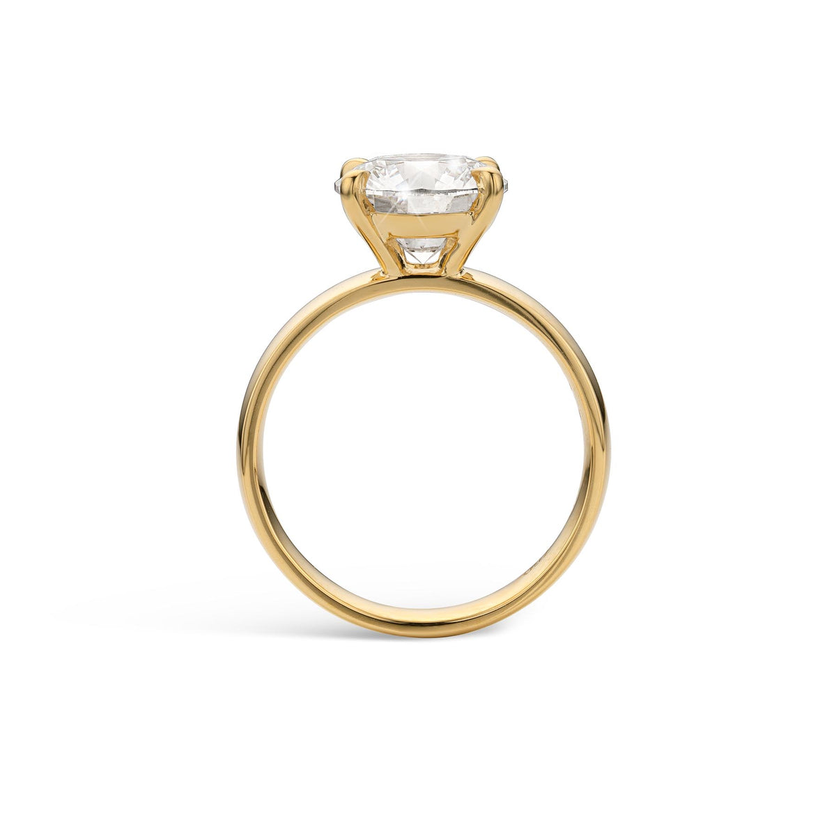 3ct Round Lab Diamond Solitaire with wide flat band in 18ct Gold