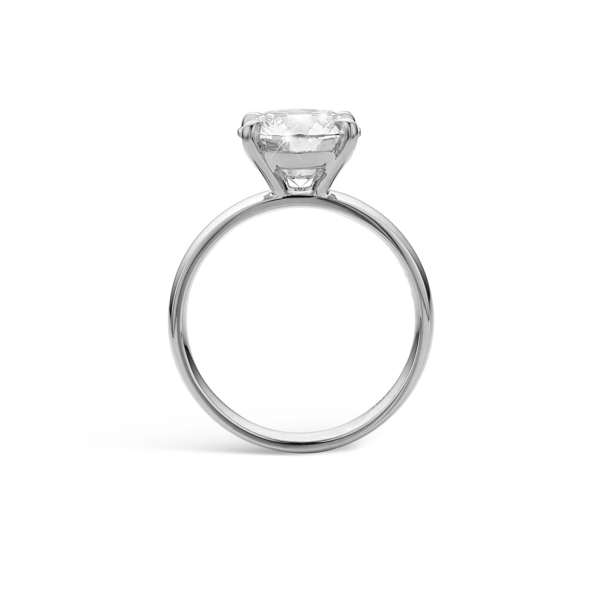 3ct Round Lab Diamond Solitaire with wide flat band in Platinum