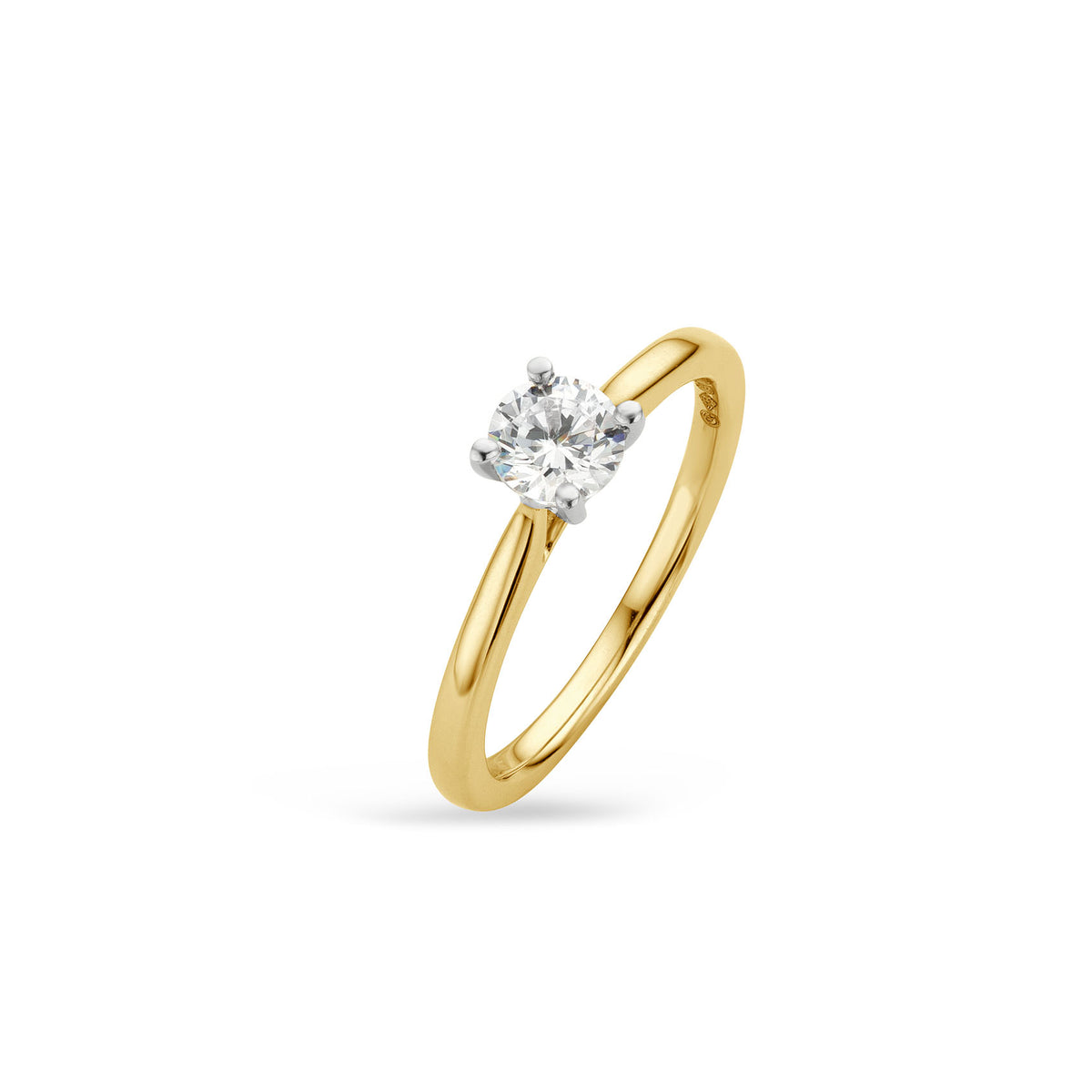 18ct Gold .50ct Round Natural Diamond Solitaire Ring