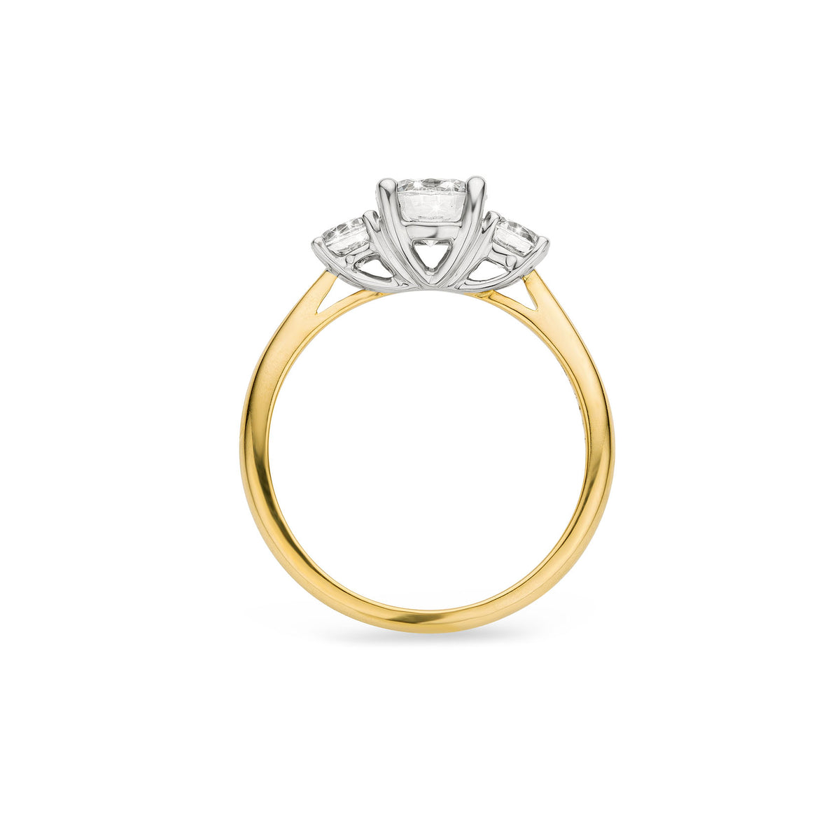 3 Stone 1.25ct Natural Diamond Ring-Oval center in 18ct Gold