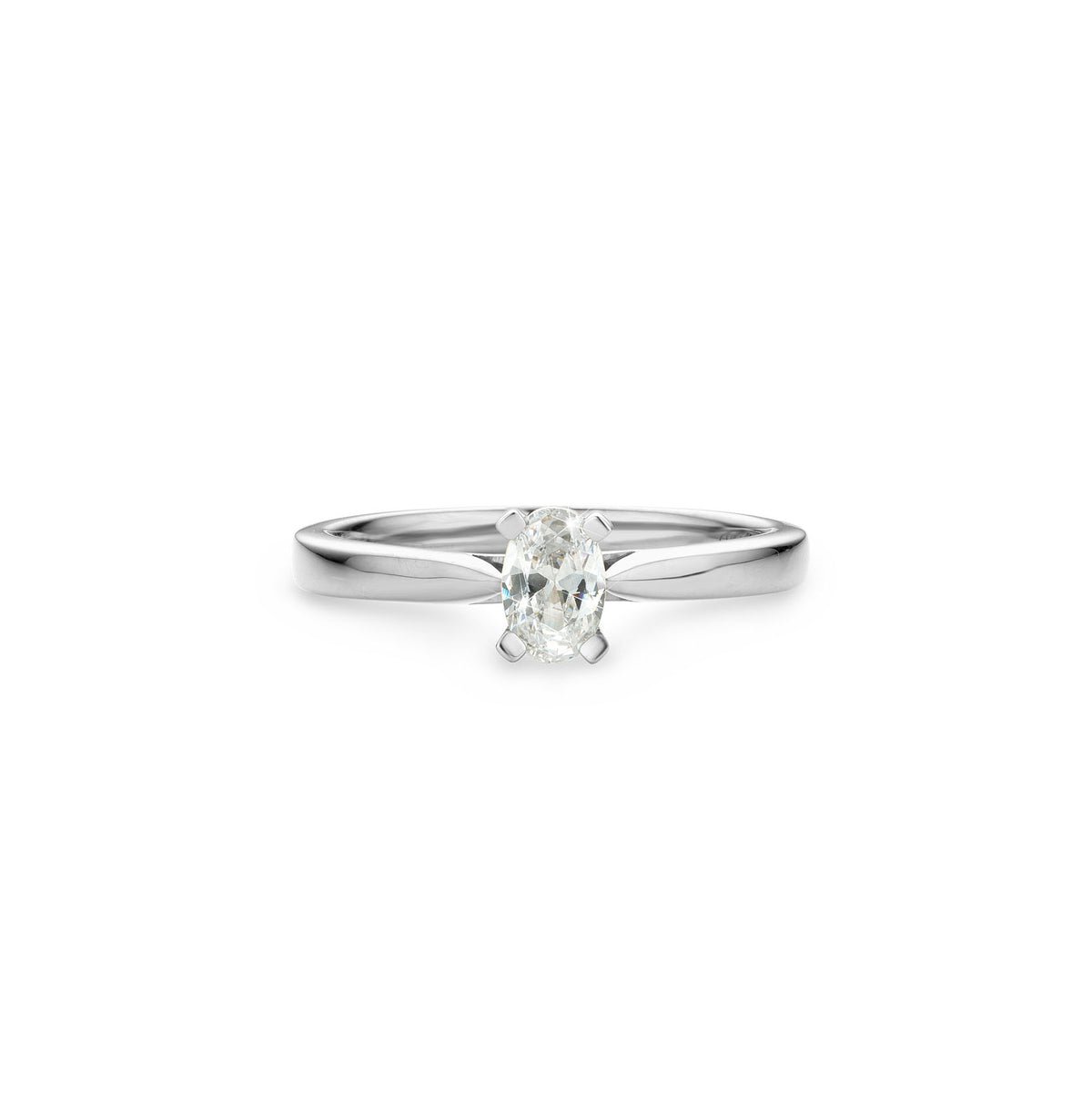 Platinum .50ct Oval Natural Diamond Solitaire Ring