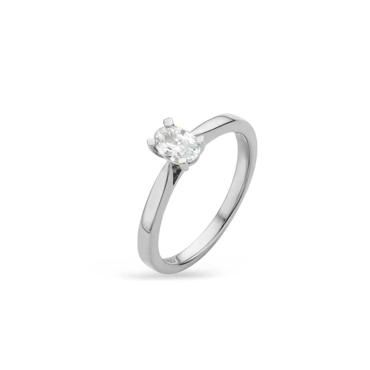 Platinum .50ct Oval Natural Diamond Solitaire Ring