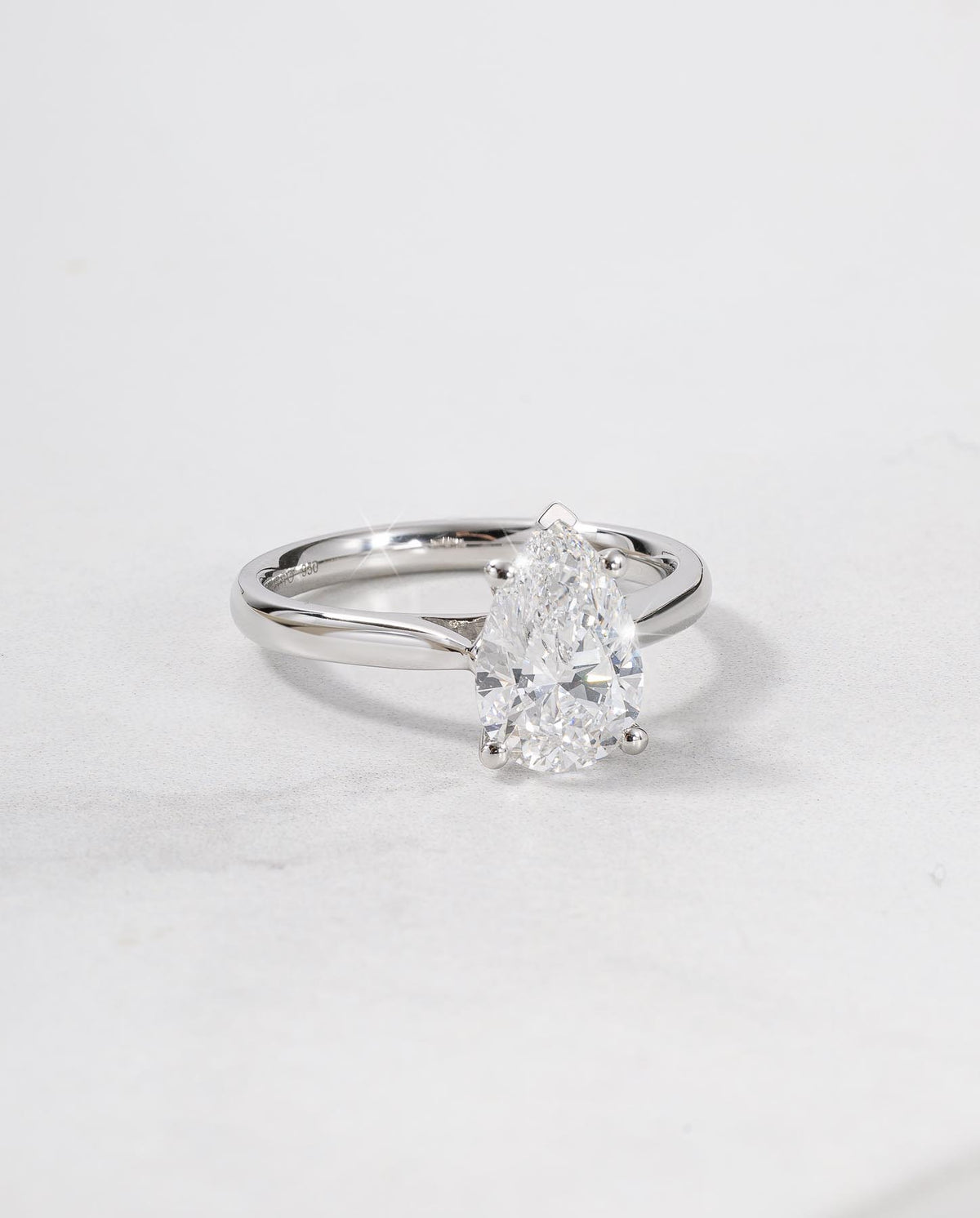 2ct Pear Lab Grown Diamond Solitaire Ring in Platinum