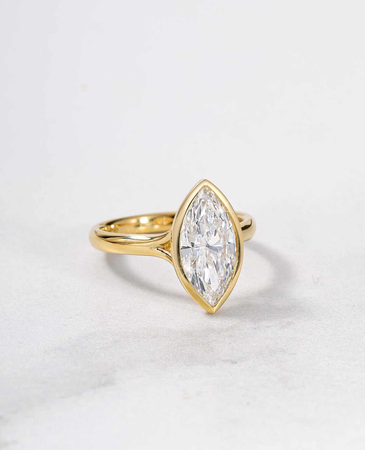 2ct Marquise Cut Lab Diamond in a 18ct gold Bezel Setting