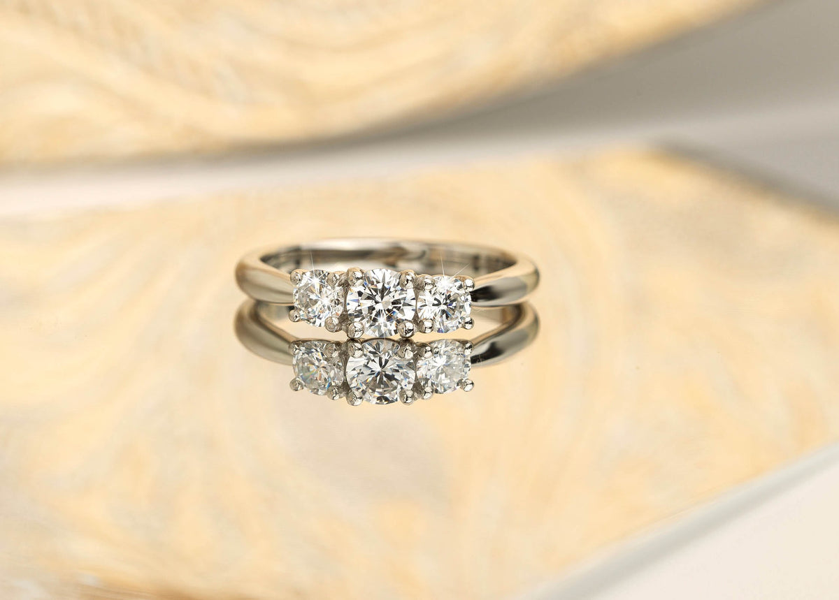 3 stones .65ct Natural Diamond Ring in Platinum