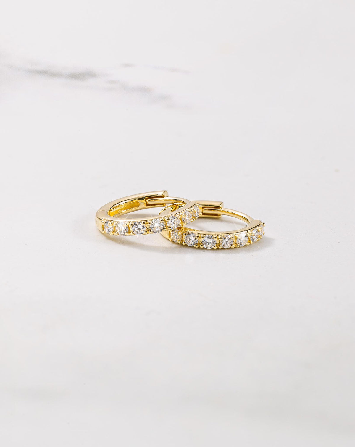 9ct Gold & Diamond Huggie Hoop Earrings