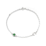 Silver Birthstone & Initial Bracelet