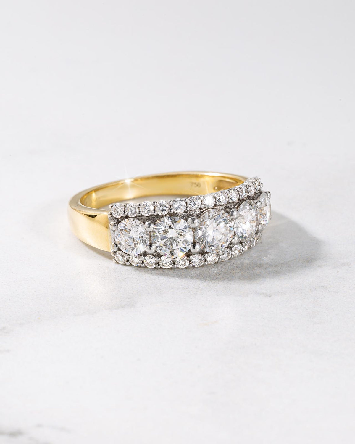 Multi Stone Lab Diamond Ring set in 18ct Gold