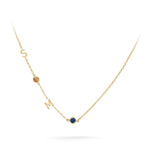 9ct Gold 2 Birthstones and 2 Initials Necklace