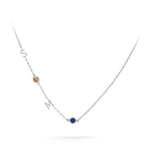 Silver 2 Birthstones and 2 Initials Necklace