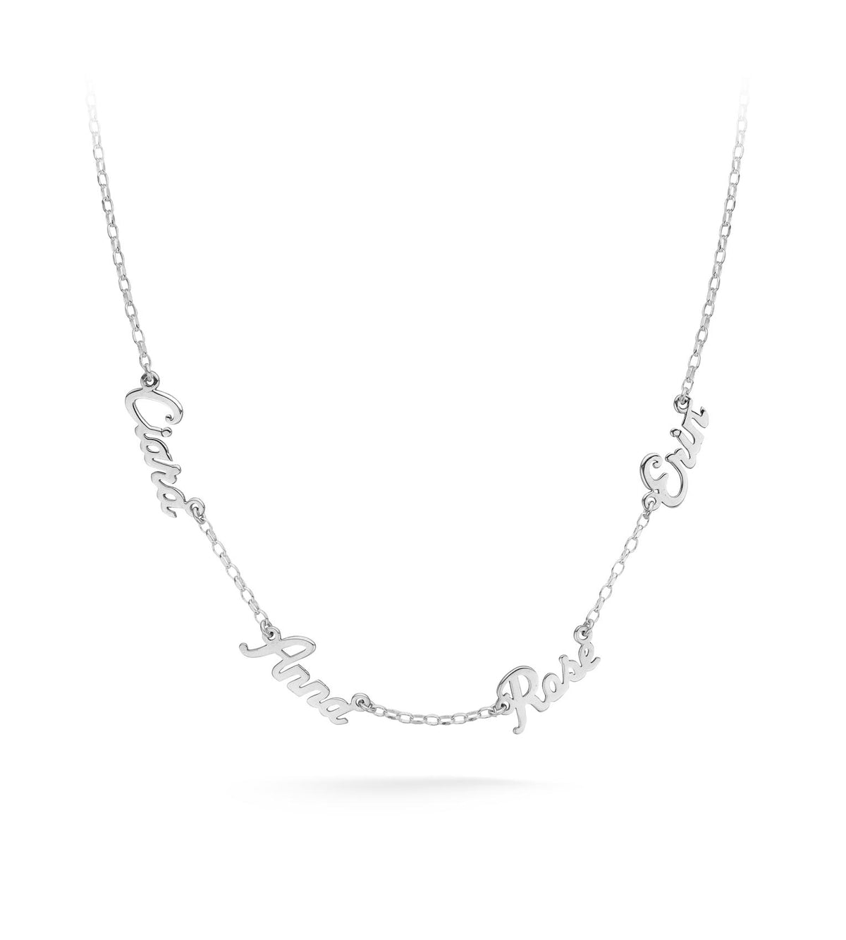 Silver Multiple Name Necklace
