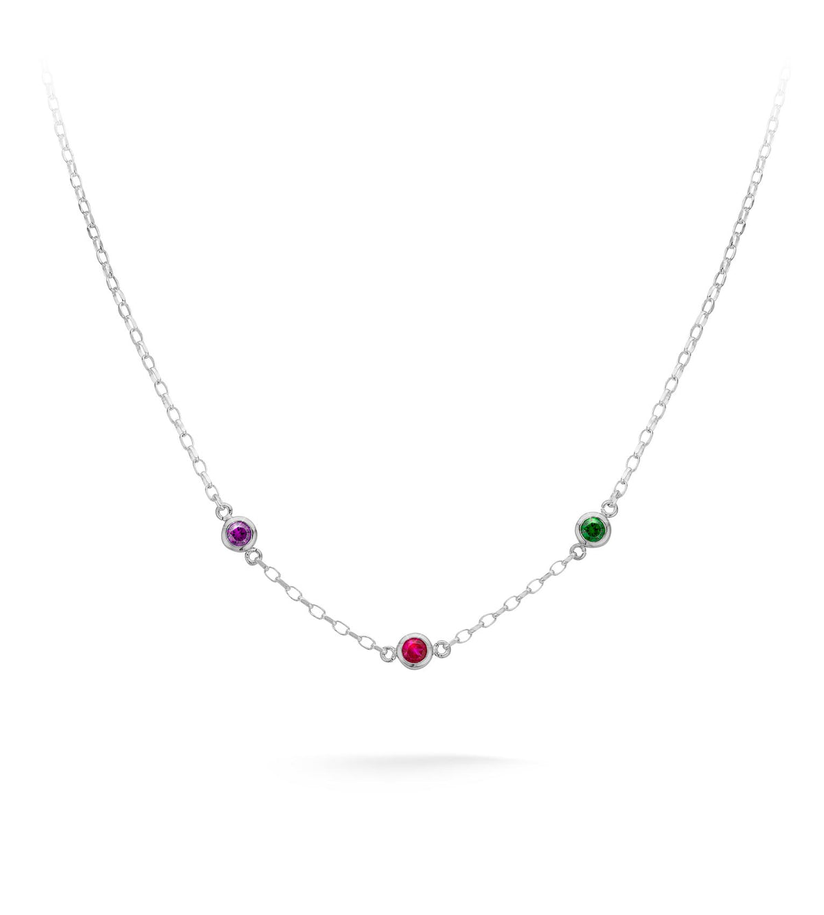 Silver Multi birthstone Necklace