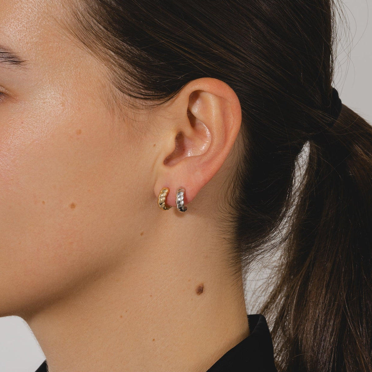 9ct Gold Croissant Hoop Earrings