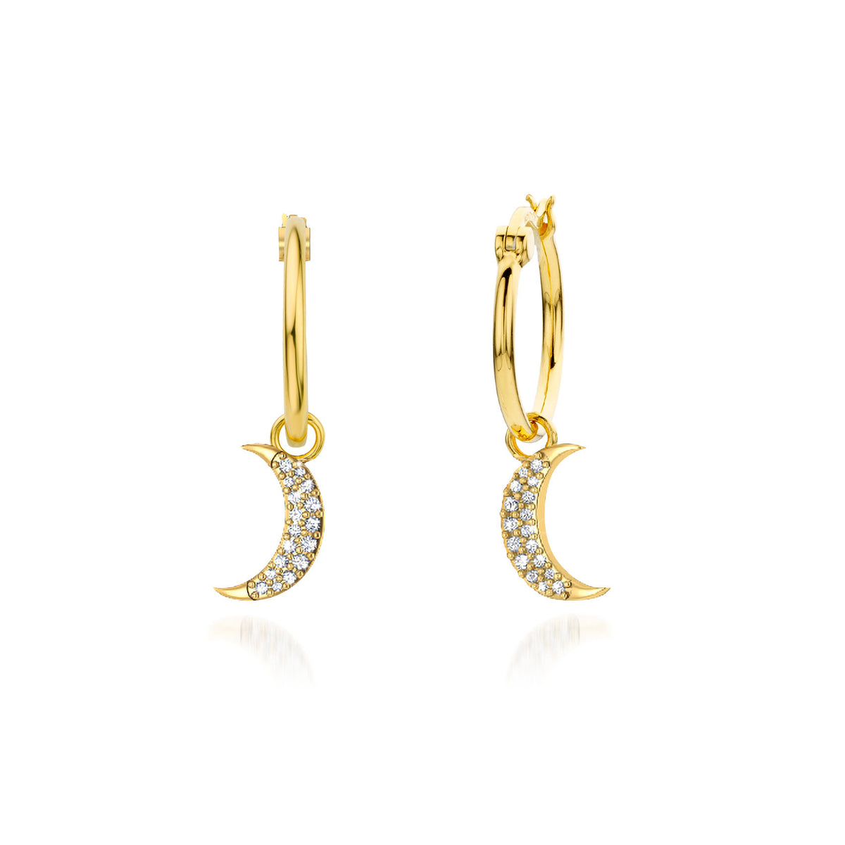 9ct Gold Moon Hoop Earrings