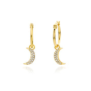 9ct Gold Moon Hoop Earrings