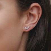 Silver CZ Star Ear Climber Earrings