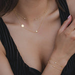 9ct Gold Engravable Initial Disc Necklace & Star