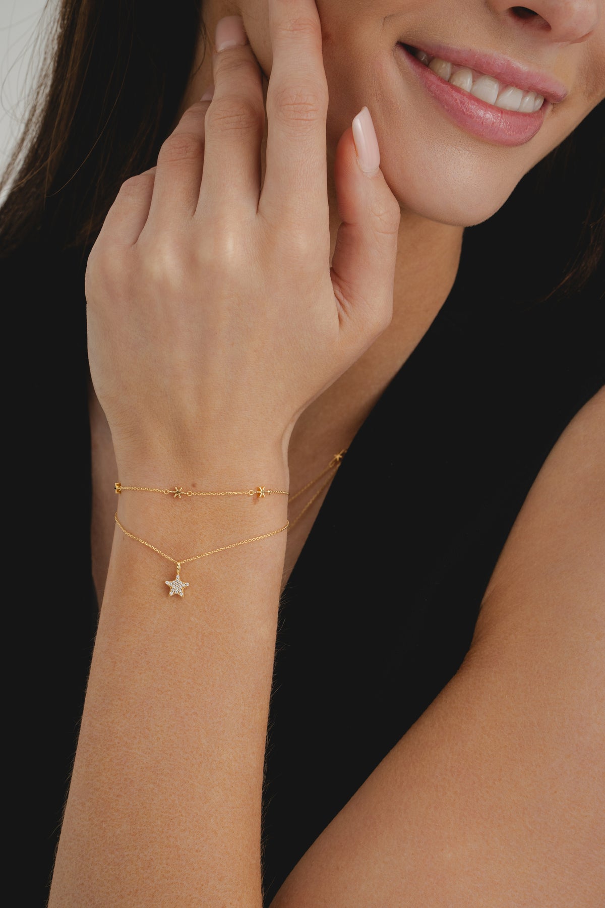 9ct Gold Double Chain Star Bracelet