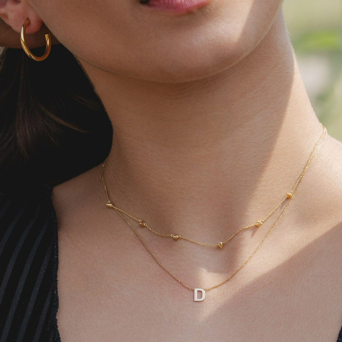 9ct Gold Block Initial Necklace