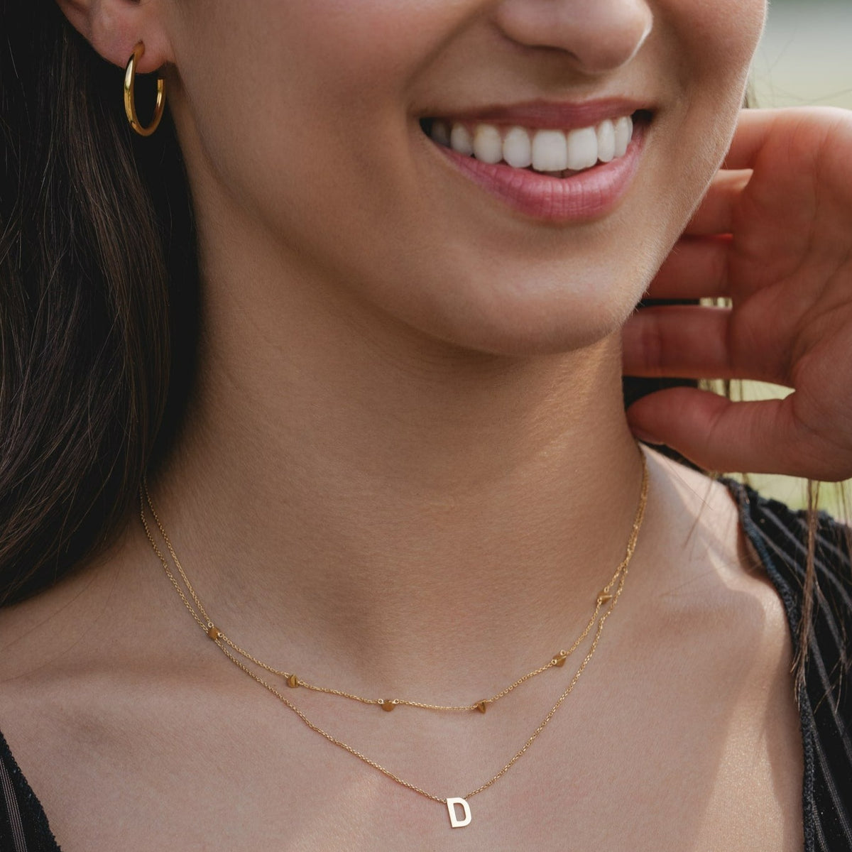 9ct Gold Block Initial Necklace