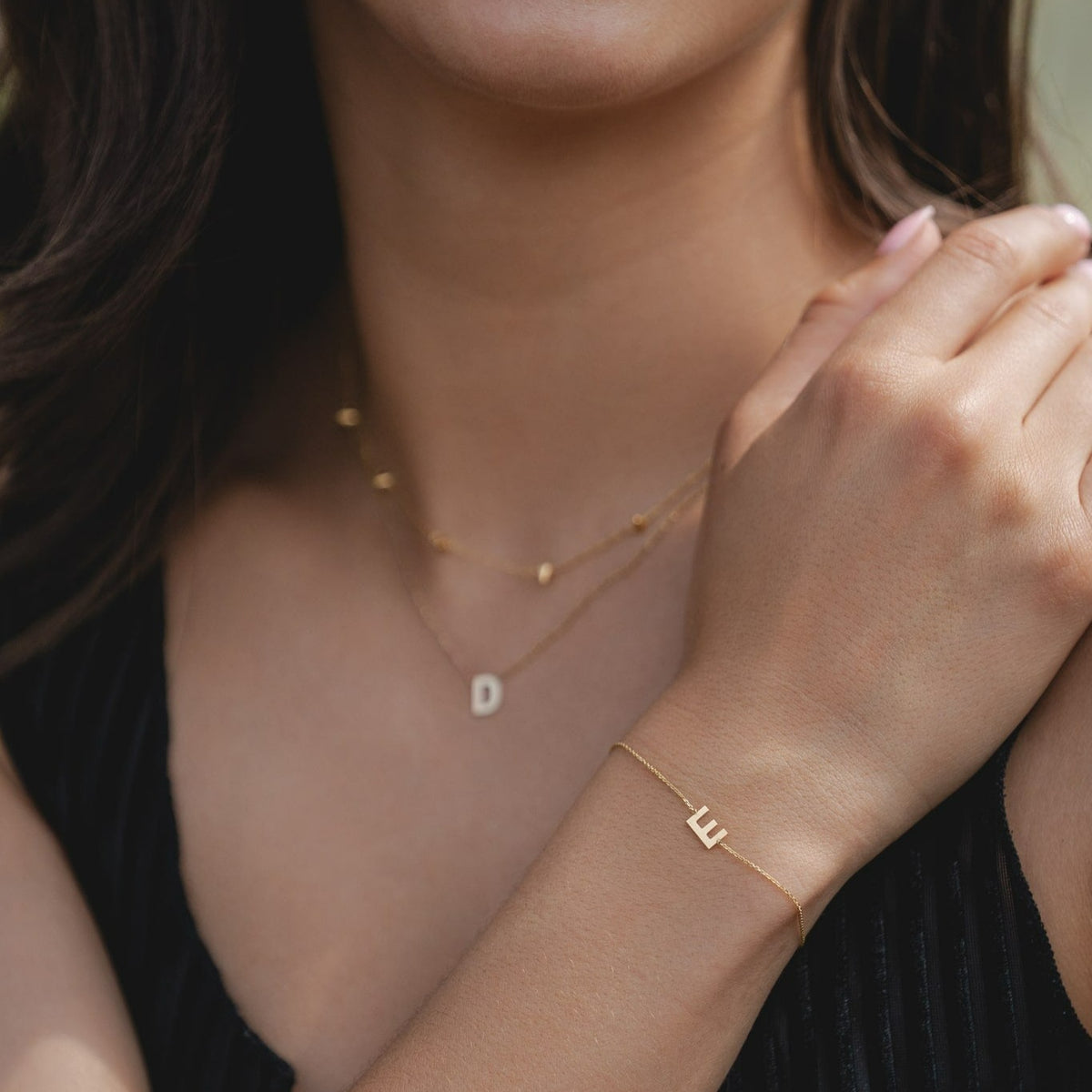 9ct Gold Block Initial Bracelet