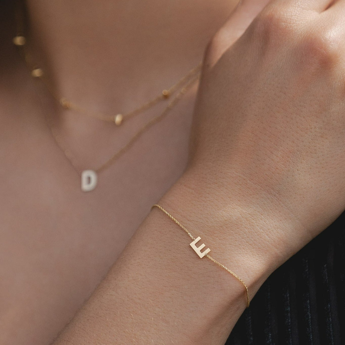 9ct Gold Block Initial Bracelet