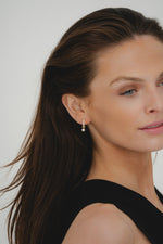 9ct Gold Cz Pearl Hoop Earrings