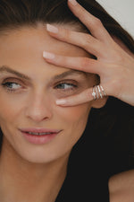 Stone Set Silver Flower Ring